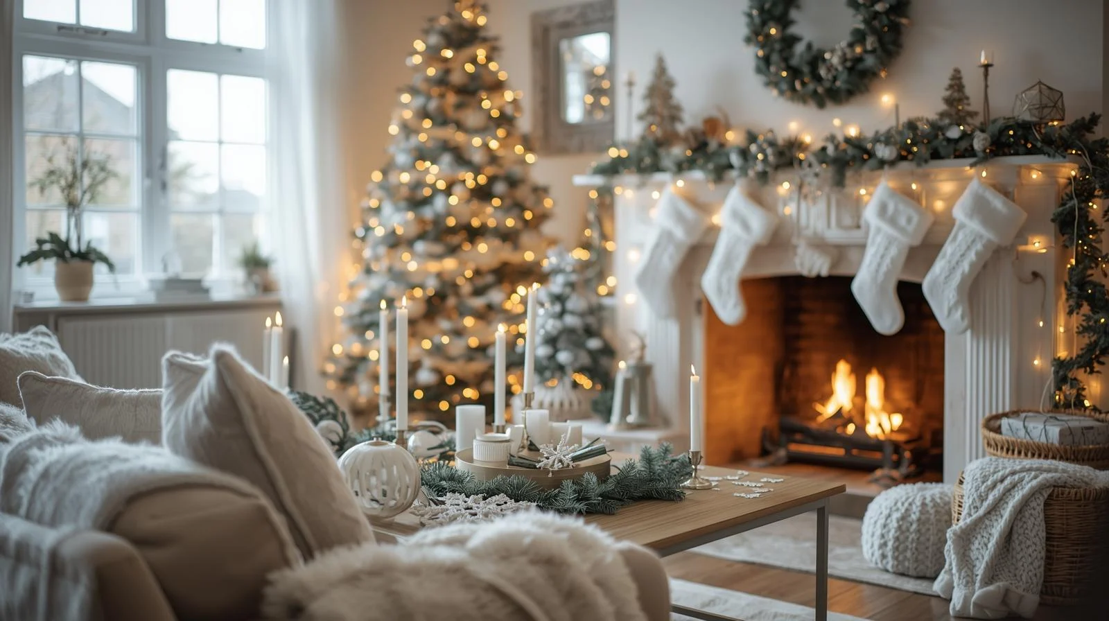 all white Christmas decor