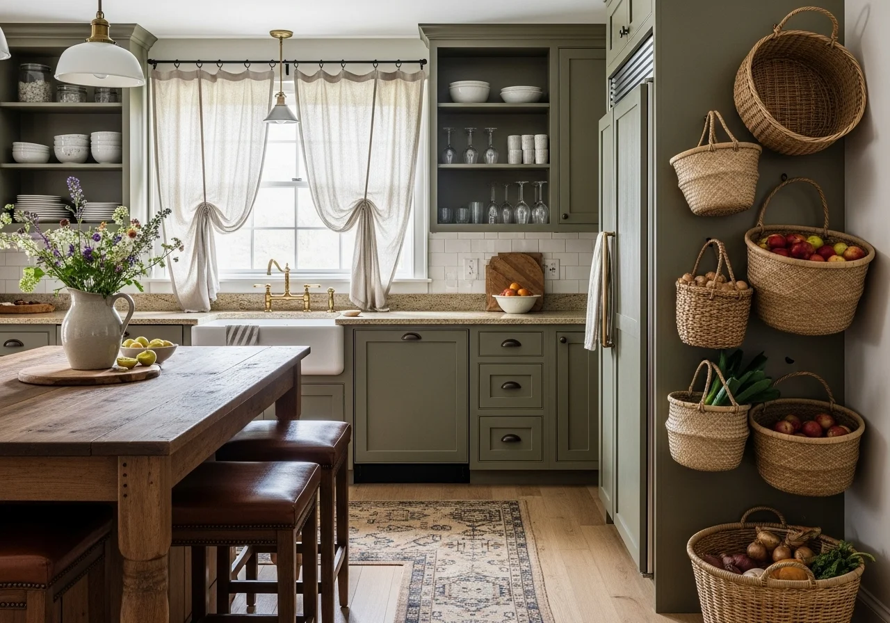cozy rustic farmhouse kitchen feel tactile, grounded, and never flat.