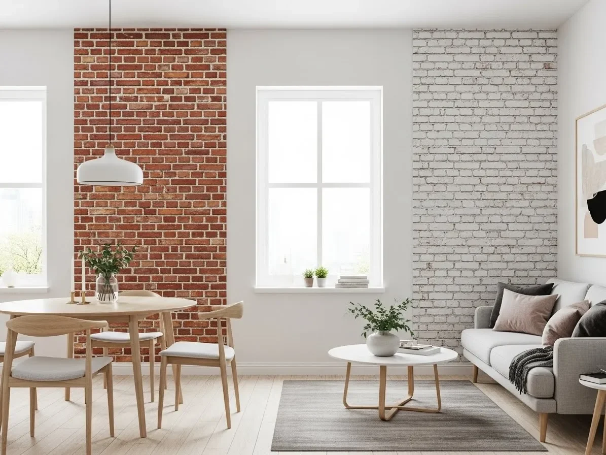 Brick accent wall idea for a textured feature wall that adds character and warmth.”