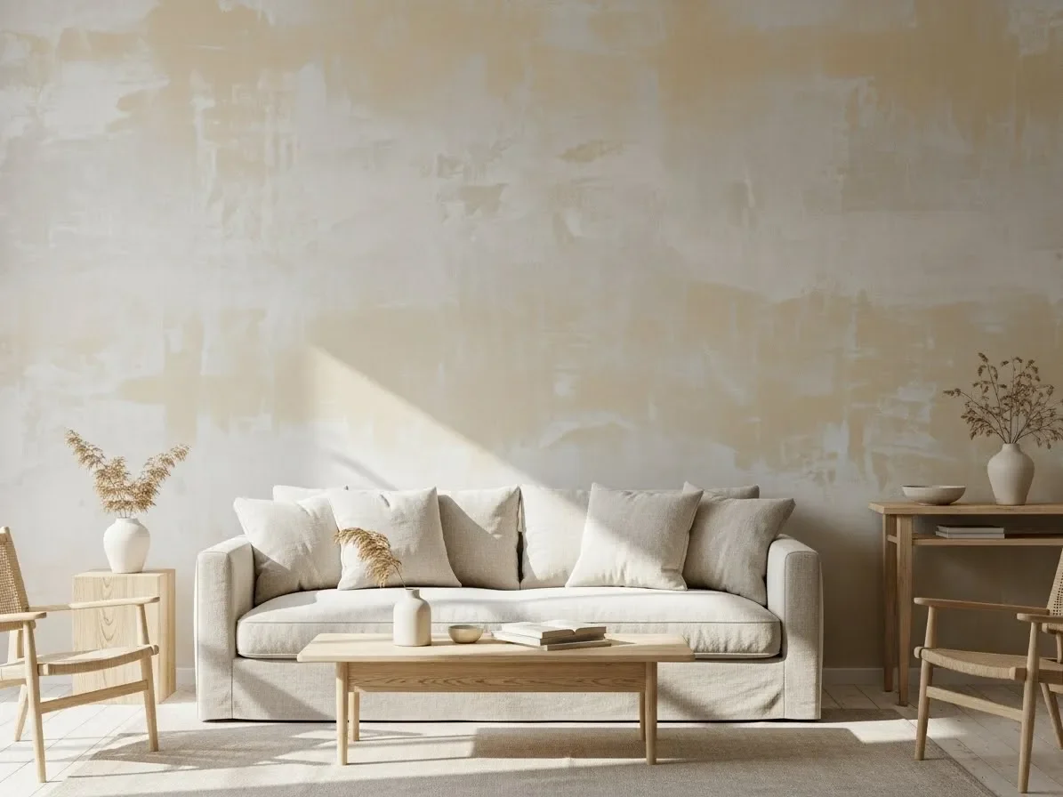 Textured limewash plaster accent wall idea that elevates interior design with soft depth.”