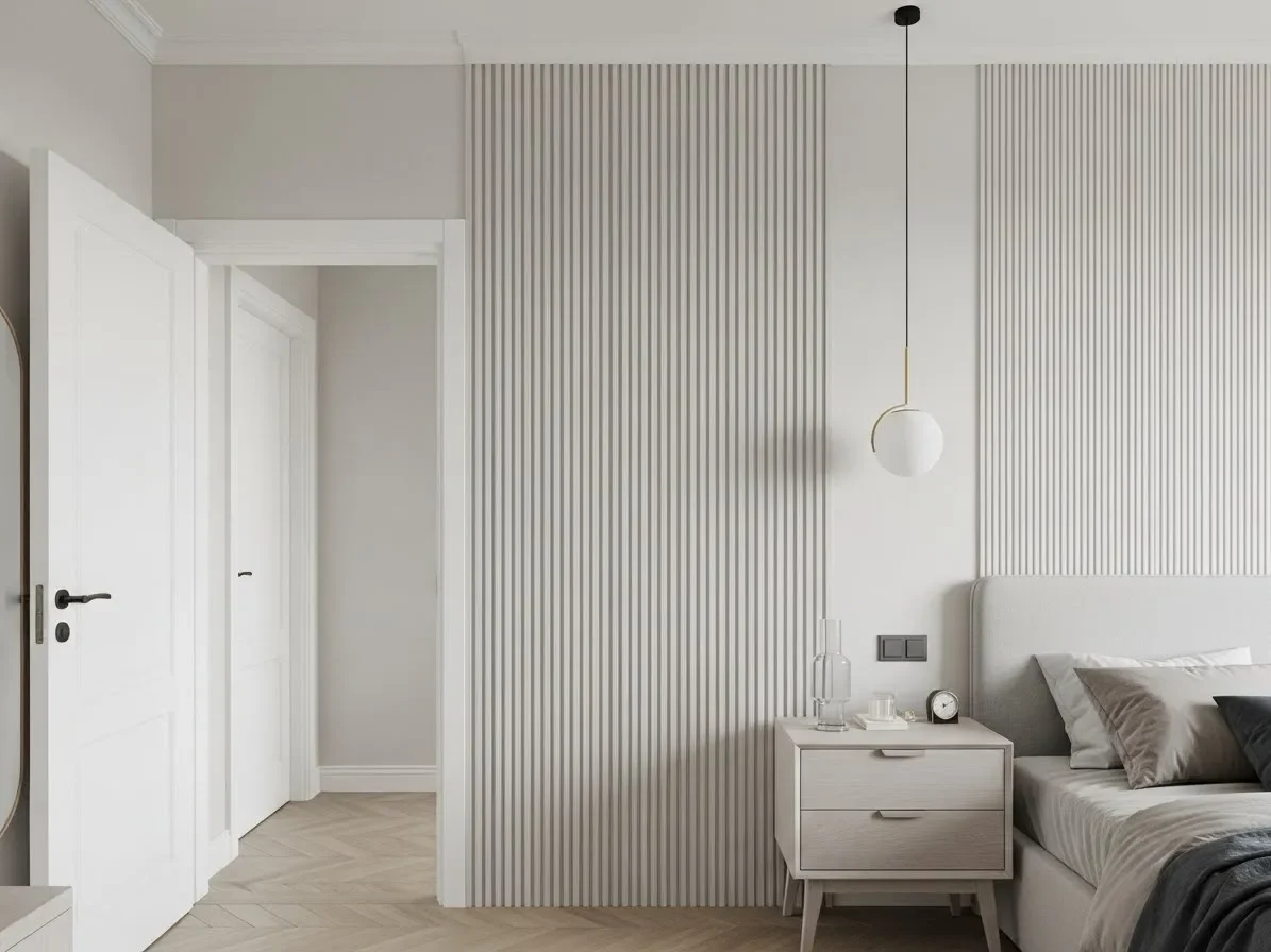 “Vertical panel accent wall idea that makes the room feel taller and more elevated.”