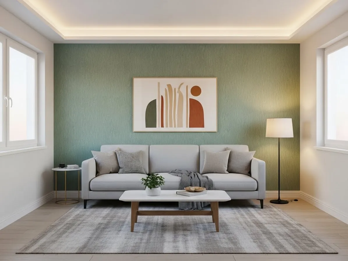 Living room interior featuring a stylish accent wall for visual interest.