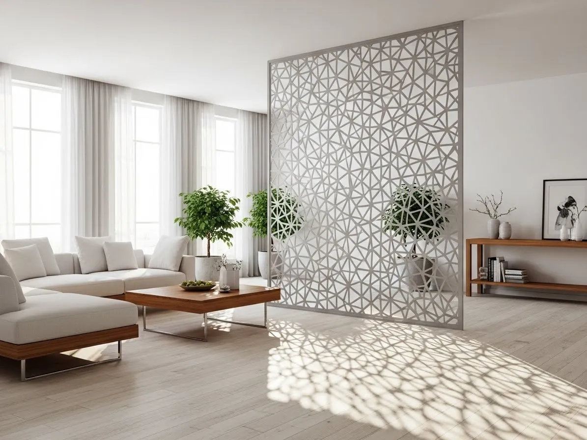 Decorative artistic panel screen used as a stylish room divider