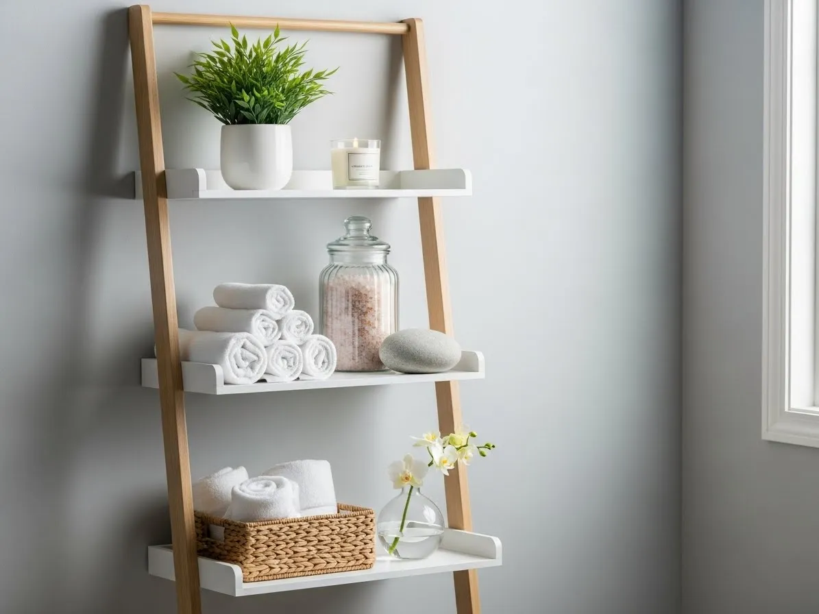 Ladder shelf decor ideas for bedroom styling