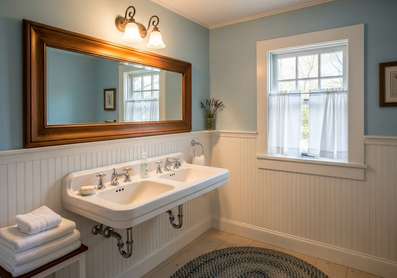 Beadboard wall cottage bathroom ideas
