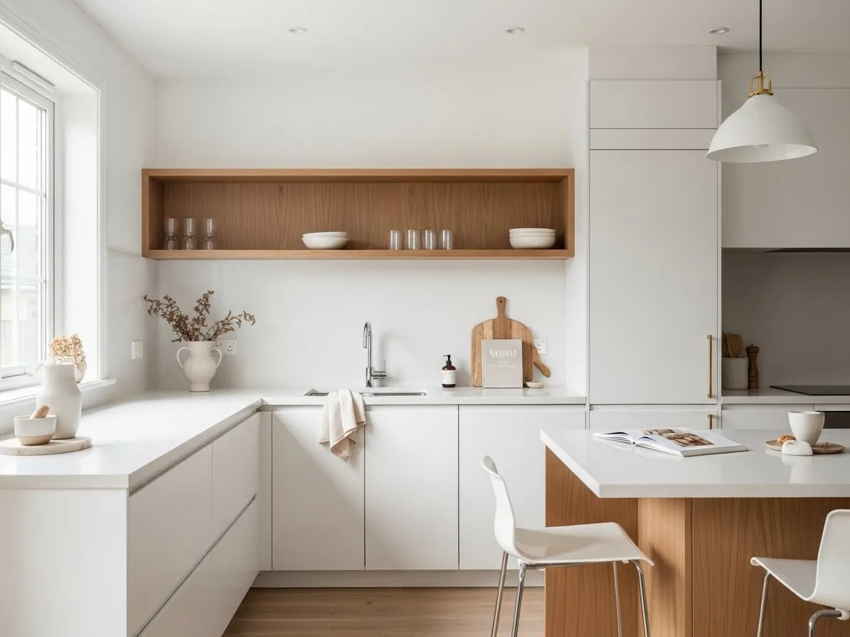 Bright white kitchen with warm wood accents for amazing kitchen interior ideas