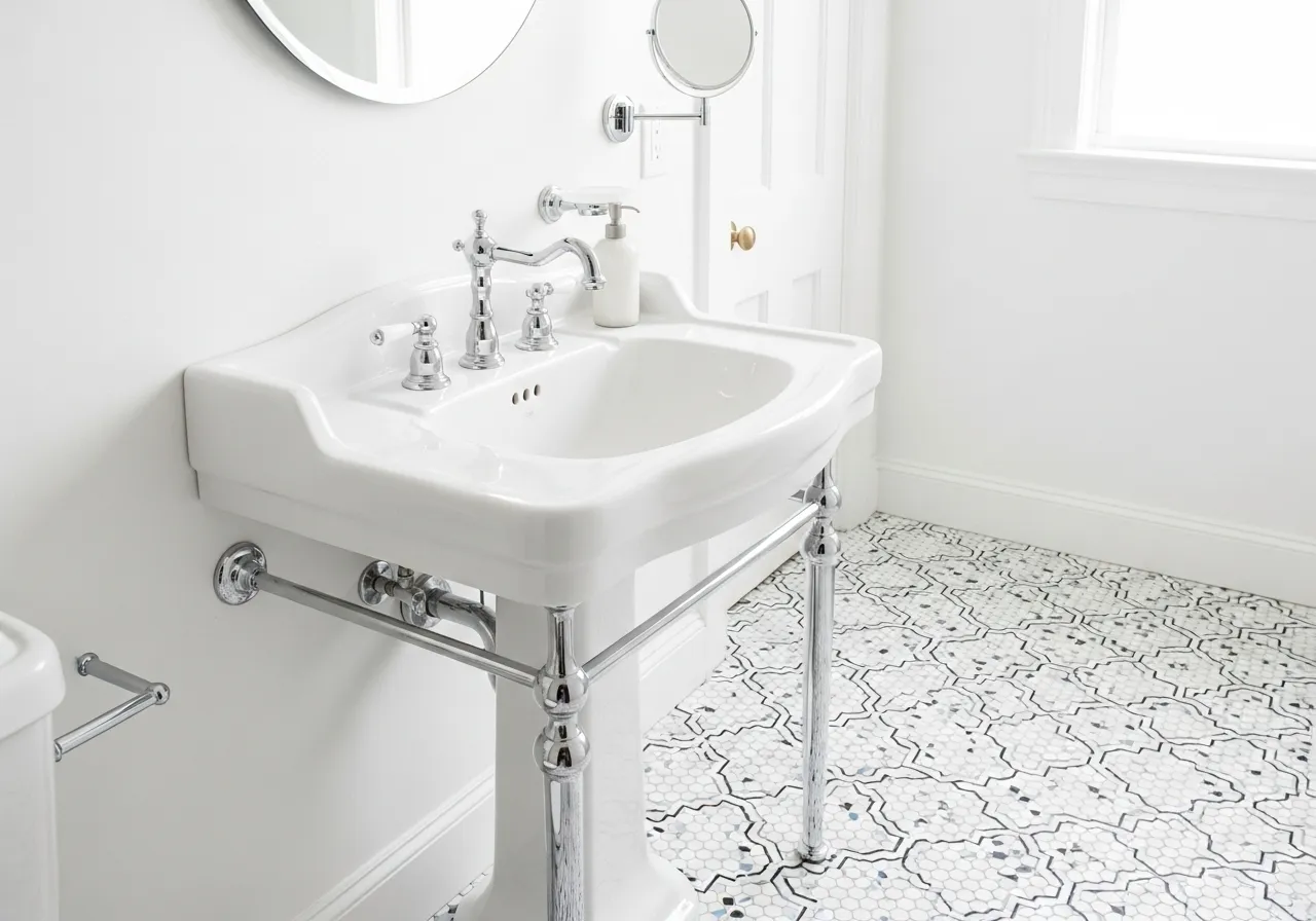 Classic bathroom ideas with a timeless pedestal sink