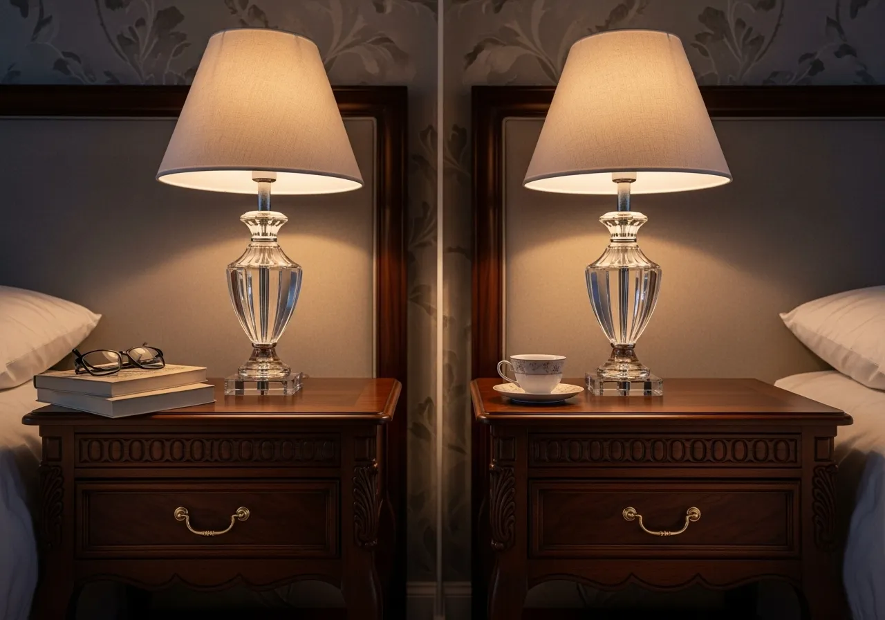 Crystal table lamps in classic bedroom ideas