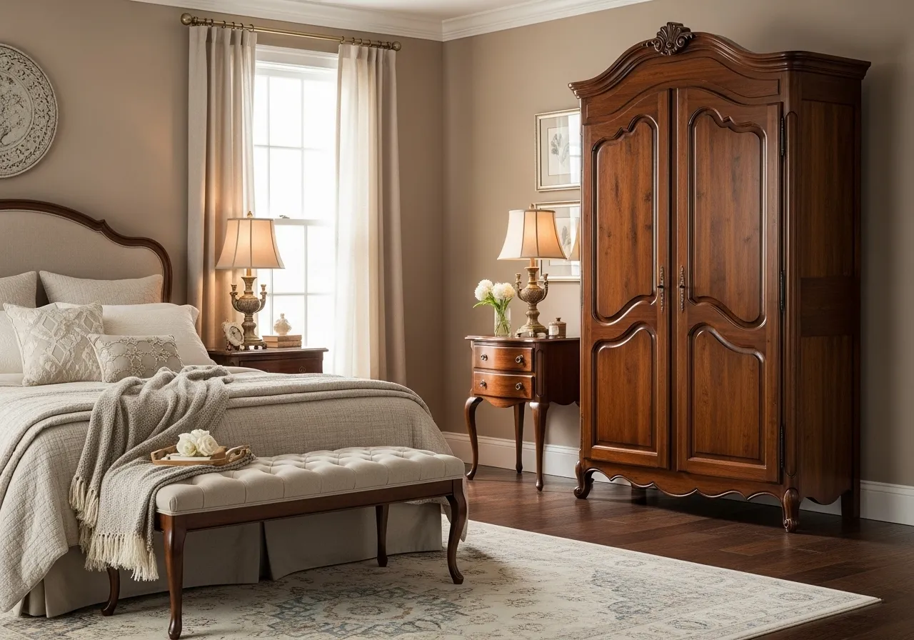 Queen Anne armoire in classic bedroom ideas