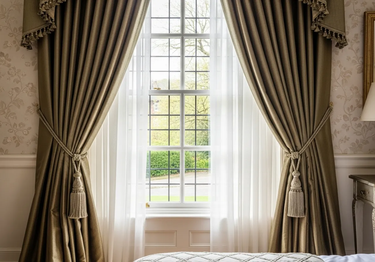 Tassel curtain tiebacks in classic bedroom ideas