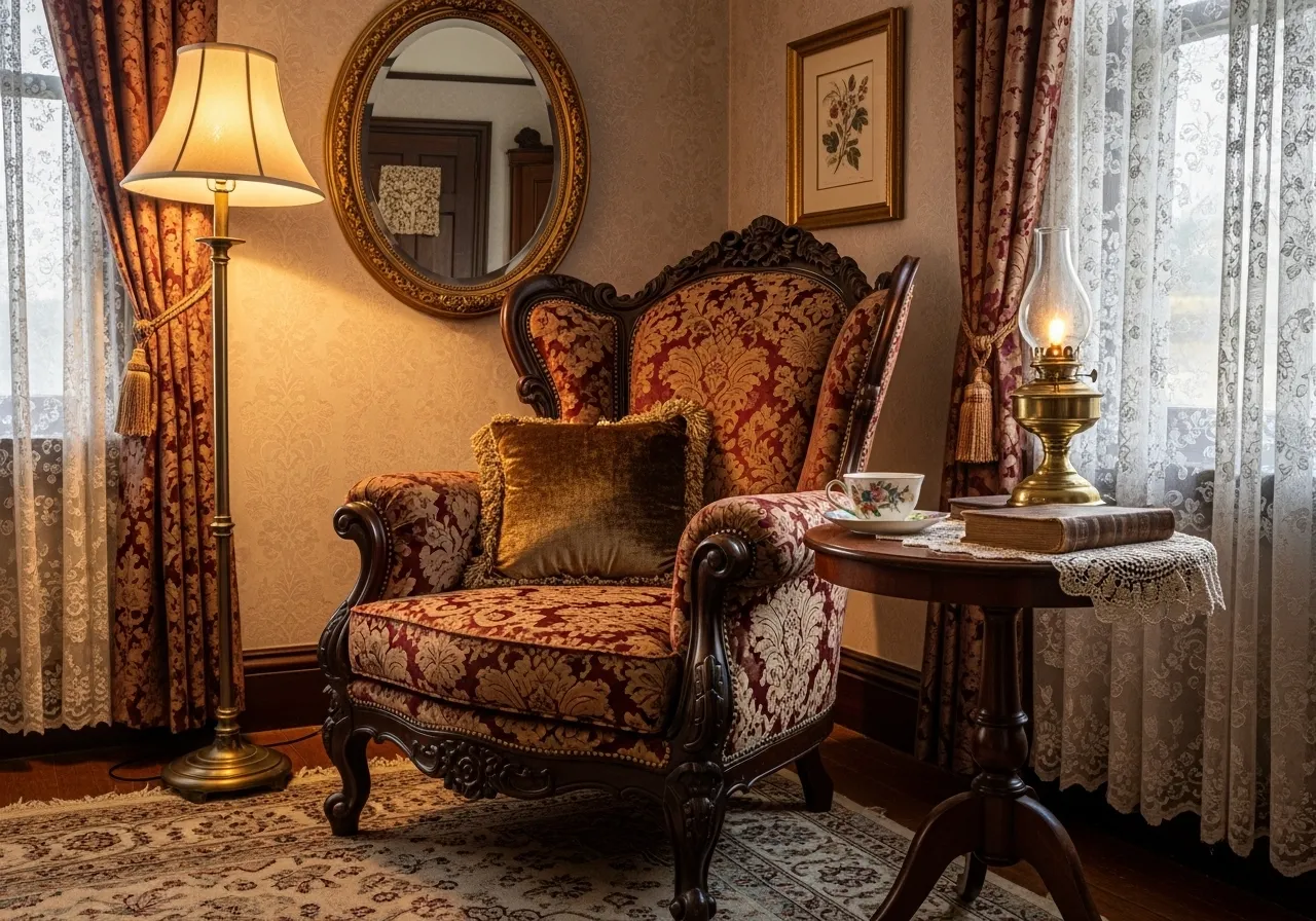 Victorian armchair accent in classic bedroom ideas