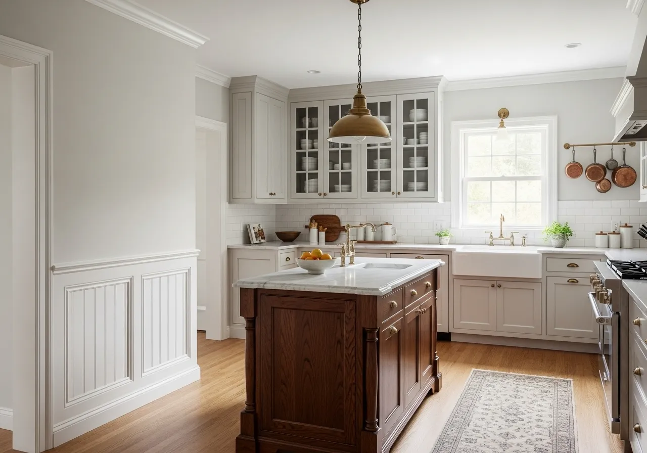 Classic kitchen ideas with decorative wainscoting wall panels