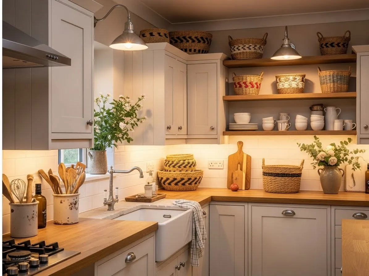 Cozy farmhouse kitchen in soft neutrals for amazing kitchen interior ideas