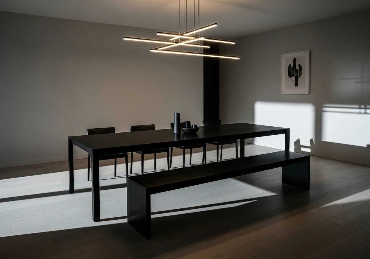 Dining table with bench featuring hidden storage for small spaces