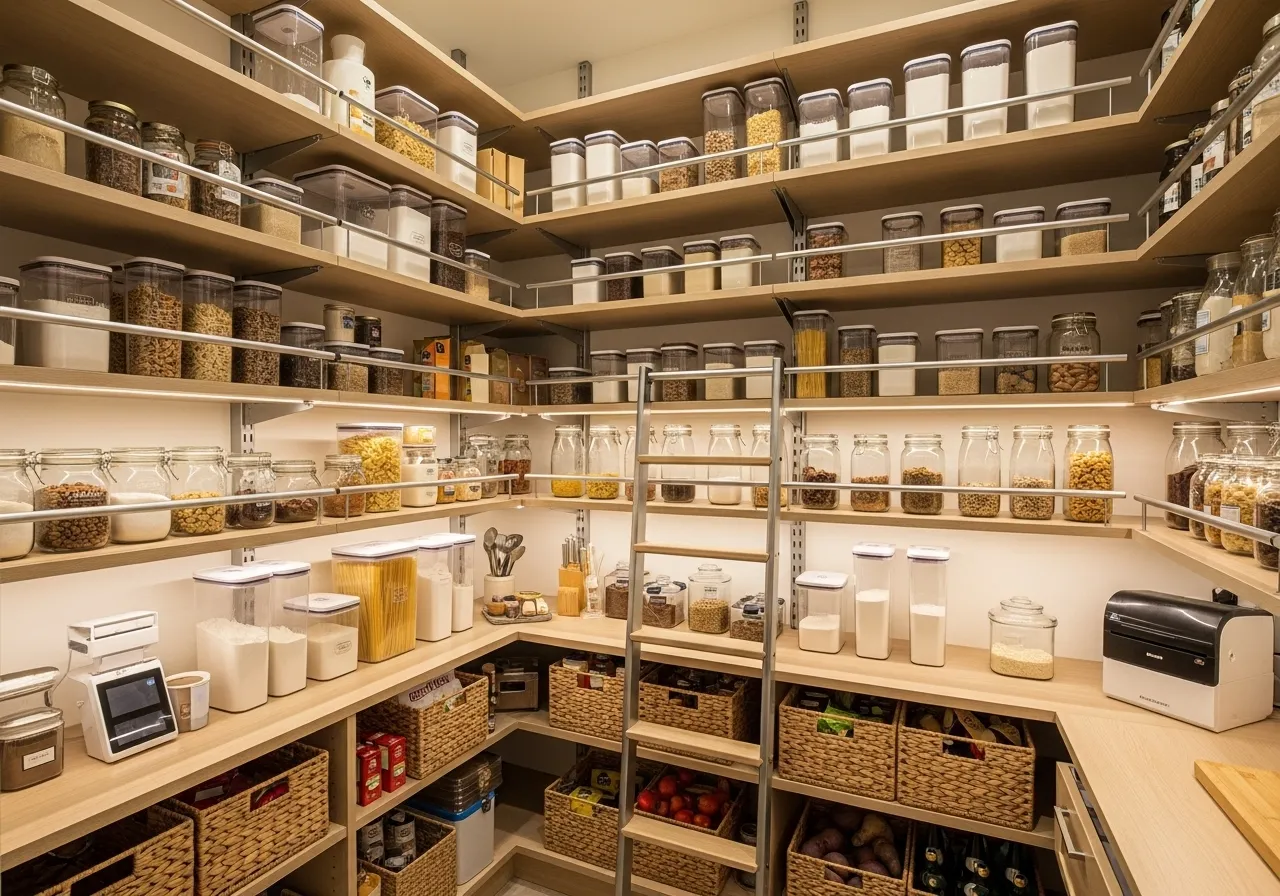 DIY walk-in pantry ideas with adjustable shelving systems
