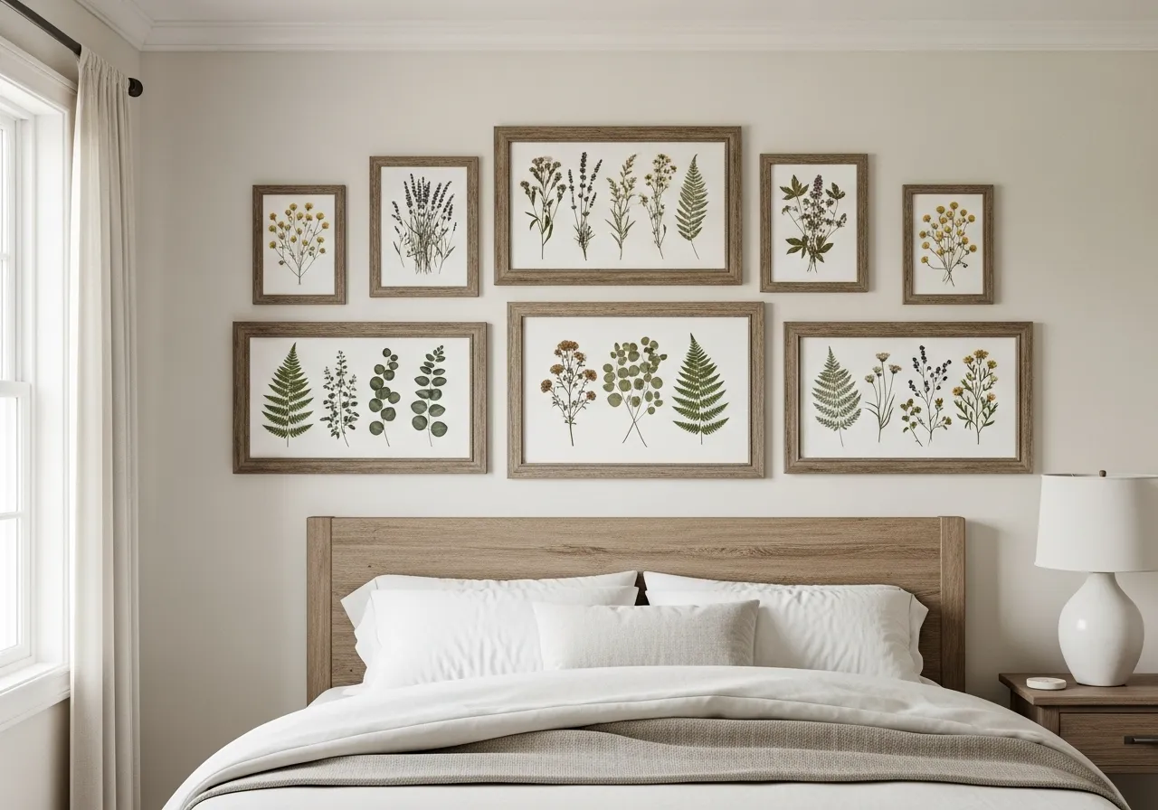 Simple farmhouse wall decor creating a calm guest bedroom atmosphere