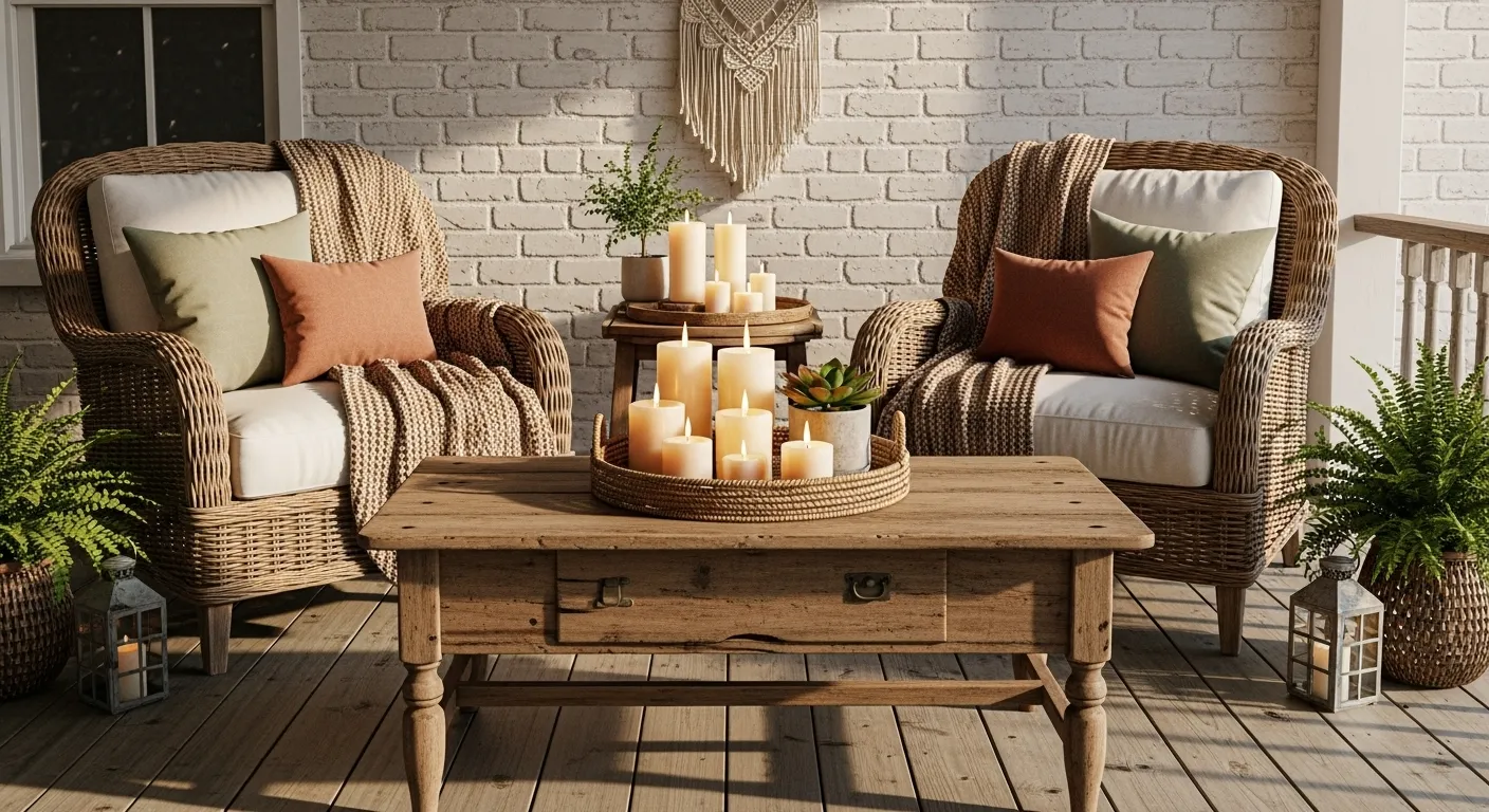White shiplap walls on a farmhouse porch