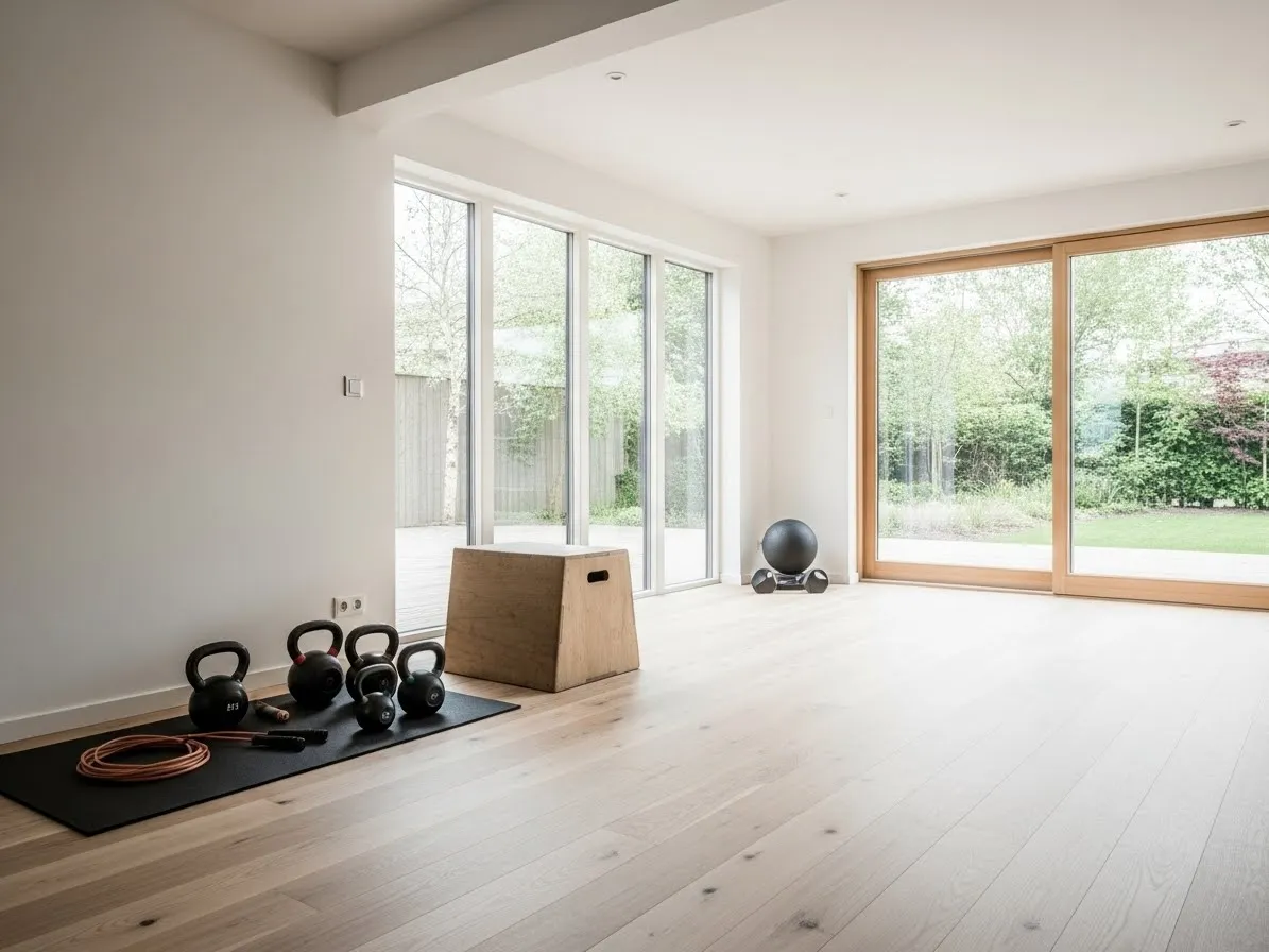 Open floor home gym ideas for HIIT and functional workouts