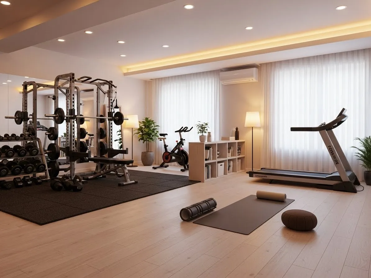 Home gym ideas with workout and recovery zones combined