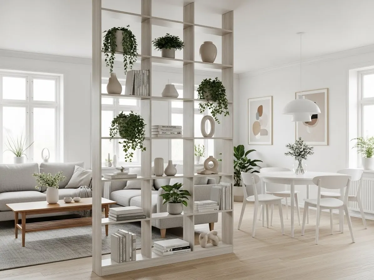 Indoor green wall used as a partition in a modern, light-filled office space
