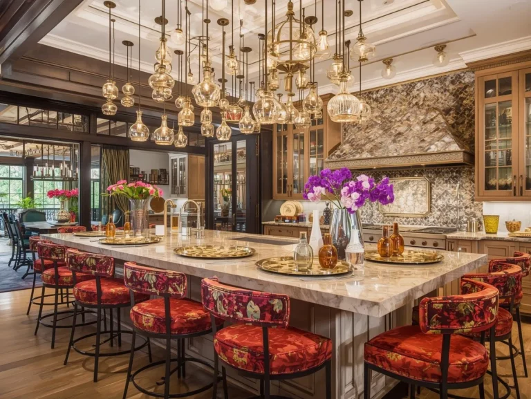 : A colorful and stylish kitchen showcasing bold maximalist kitchen ideas.