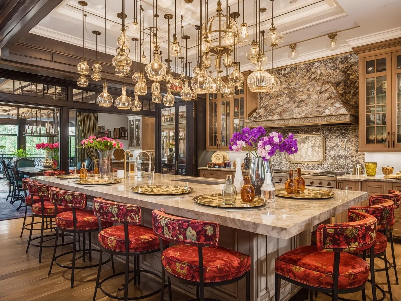 : A colorful and stylish kitchen showcasing bold maximalist kitchen ideas.