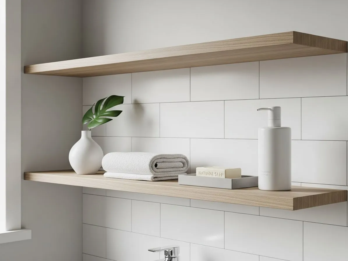 Minimalist bathroom shelf decor ideas for a clean look