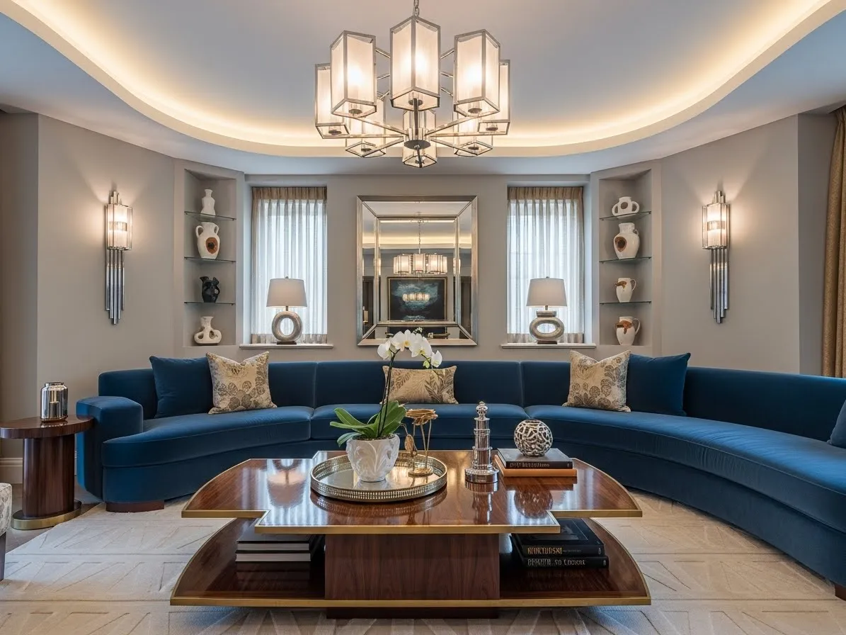 Neo deco living room with modern Art Deco revival design