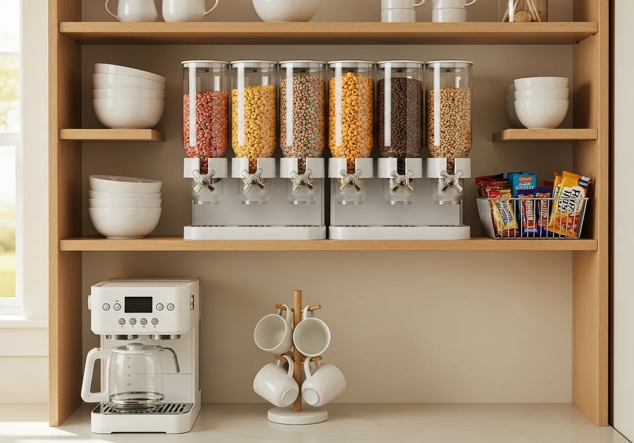 Cereal dispensers keeping pantry organized