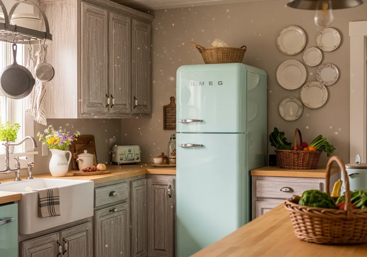 Country kitchen ideas with retro appliances and vintage style