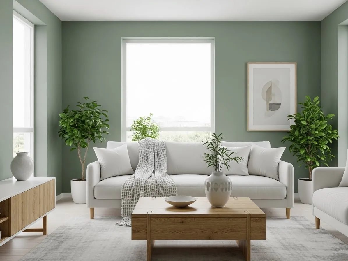 sage green living room ideas with white furniture and airy decor