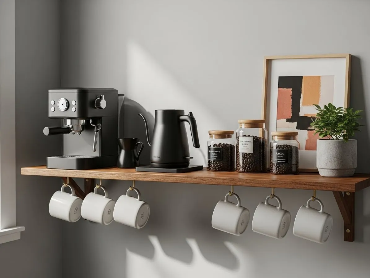 Small space coffee bar with compact setup for apartments