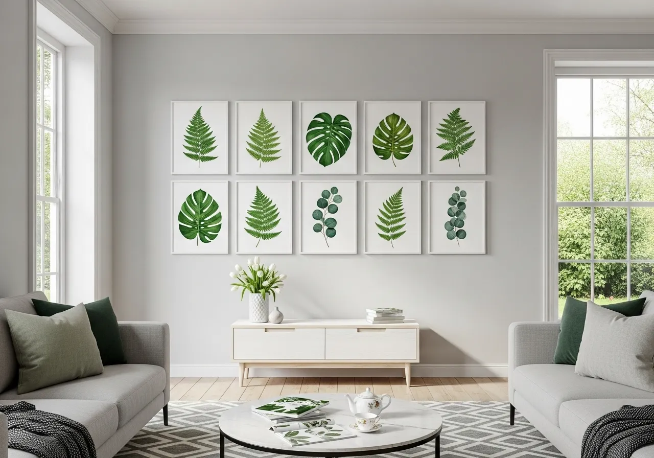 Botanical wall art adding natural spring charm to home decor