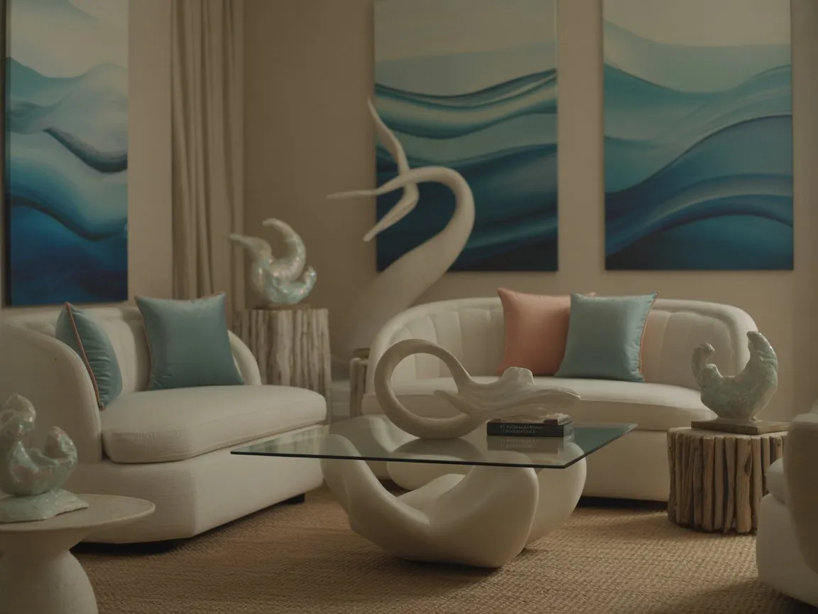 Subtle mermaid home decor for adults with neutral and ocean-inspired accents