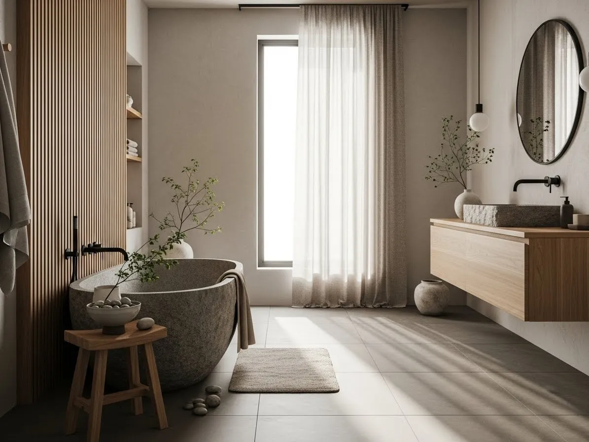 wabi sabi bathroom ideas with Japandi-inspired minimalist design