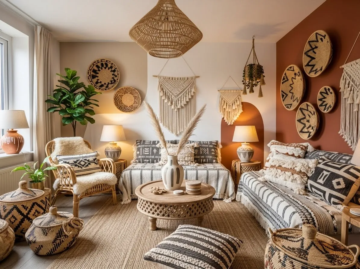 What is afrohemian-decor interior style with cultural and boho elements