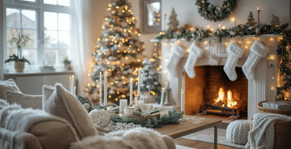 all white Christmas decor
